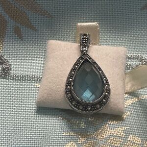 Blue topaz sterling silver pendant and chain